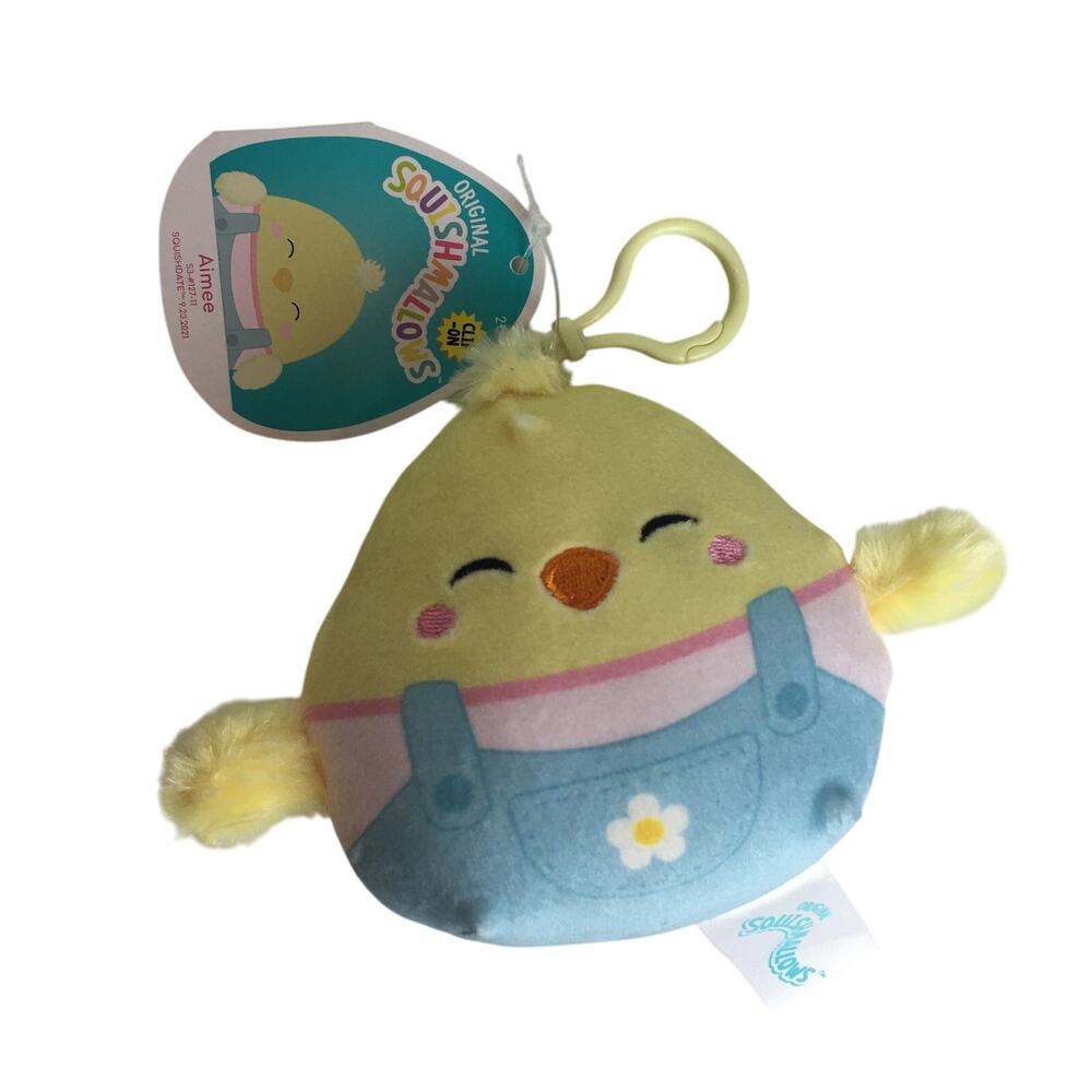 NWT 3” Aimee the Chuck Wearing Overalls Squishmallow Clip
